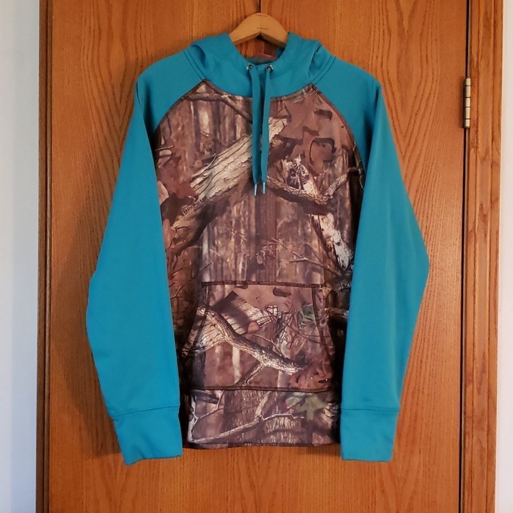 NWOT Energy Zone Camo & Teal Hoodie Sz L (12-14)